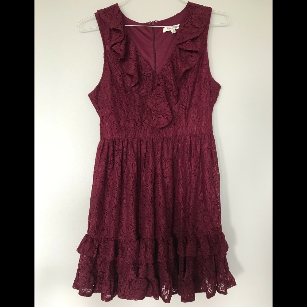 Francesca's Maroon Lace Dress